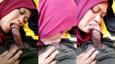 Jilbab muslimah nyepong kontol gede