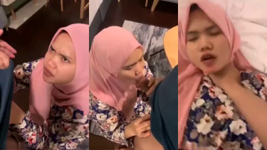 Jilbab pink baru pertama kali nyepong katanya